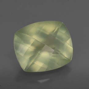 5.04 ct Green Prehnite Stone, Natural Prehnite in Cushion Checkerboard Shape for Sale
