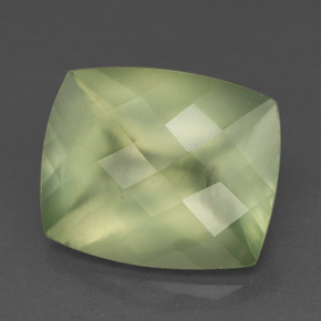 5.34 ct Green Prehnite Stone, Natural Prehnite in Cushion Checkerboard Shape for Sale
