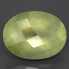 10.90 ct Green Prehnite Gemstone, Prehnite Gem in Oval Checkerboard Shape for Sale.
