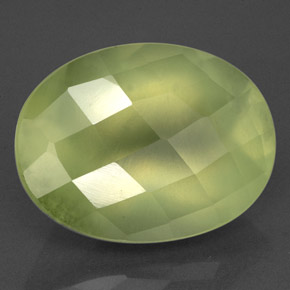 10.90 ct Green Prehnite Stone, Natural Prehnite in Oval Checkerboard Shape for Sale
