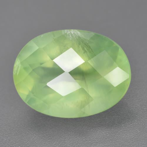 10.27 ct Green Prehnite Stone, Natural Prehnite in Oval Checkerboard Shape for Sale