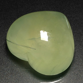 40.95 ct Green Prehnite Gemstone, Prehnite Gem in Heart Cabochon Shape for Sale.