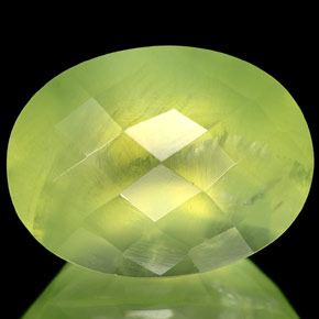 10.90 ct Green Prehnite Gemstone, Prehnite Gem in Oval Checkerboard Shape for Sale.