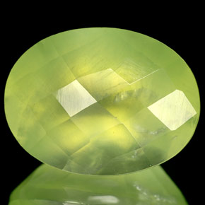 10.90 ct Green Prehnite Stone, Natural Prehnite in Oval Checkerboard Shape for Sale