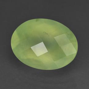 9.22 ct Green Prehnite Stone, Natural Prehnite in Oval Checkerboard Shape for Sale
