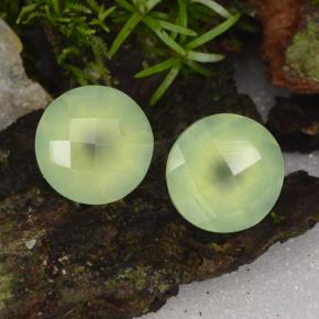 3.95 ctw Green Prehnite Stones, Natural Prehnite in Round Checkerboard Shape for Sale