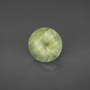 1.99 ct Green Prehnite Stone, Natural Prehnite in Round Checkerboard Shape for Sale