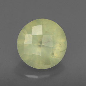 1.96 ct Green Prehnite Gemstone, Prehnite Gem in Round Checkerboard Shape for Sale.