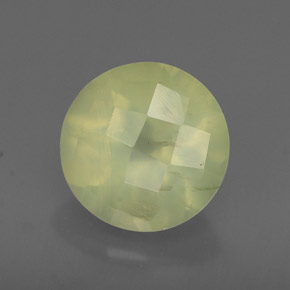 1.96 ct Green Prehnite Stone, Natural Prehnite in Round Checkerboard Shape for Sale