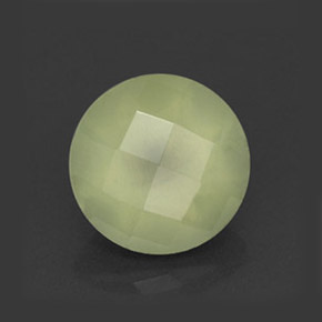 2.15 ct Green Prehnite Stone, Natural Prehnite in Round Checkerboard Shape for Sale