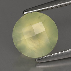 1.94 ct Green Prehnite Stone, Natural Prehnite in Round Checkerboard Shape for Sale