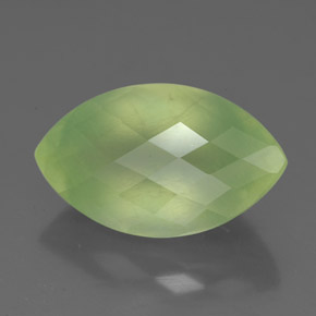 5.65 ct Green Prehnite Stone, Natural Prehnite in Pear Checkerboard Shape for Sale