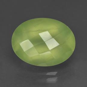 9.97 ct Green Prehnite Gemstone, Prehnite Gem in Oval Checkerboard Shape for Sale.