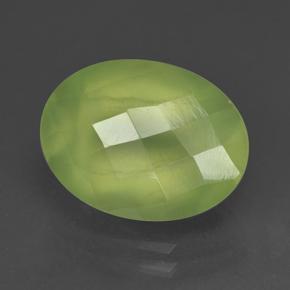 9.97 ct Green Prehnite Stone, Natural Prehnite in Oval Checkerboard Shape for Sale