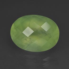 9.64 ct Green Prehnite Stone, Natural Prehnite in Oval Checkerboard Shape for Sale