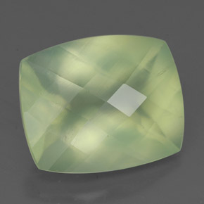 5.65 ct Green Prehnite Stone, Natural Prehnite in Cushion Checkerboard Shape for Sale