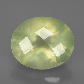 5.21 ct Green Prehnite Gemstone, Prehnite Gem in Oval Checkerboard Shape for Sale.