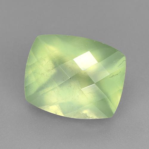 5.37 ct Green Prehnite Stone, Natural Prehnite in Cushion Checkerboard Shape for Sale