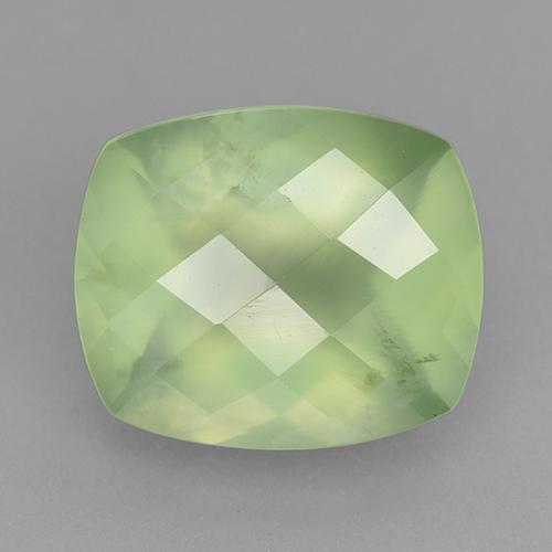 Pale Lime Green Prehnite Gem - 5.4ct Cushion Checkerboard (ID: 225163)