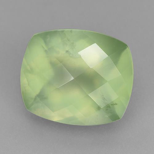 5.41 ct Green Prehnite Stone, Natural Prehnite in Cushion Checkerboard Shape for Sale
