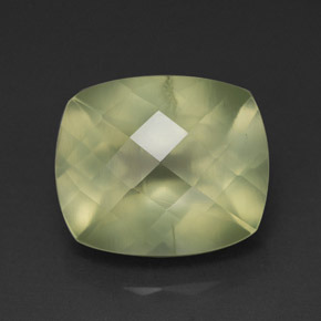 5.60 ct Green Prehnite Gemstone, Prehnite Gem in Cushion Checkerboard Shape for Sale.