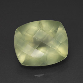 5.60 ct Green Prehnite Stone, Natural Prehnite in Cushion Checkerboard Shape for Sale
