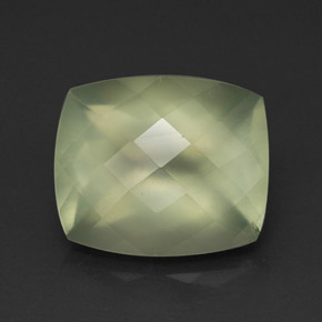 5.58 ct Green Prehnite Gemstone, Prehnite Gem in Cushion Checkerboard Shape for Sale.