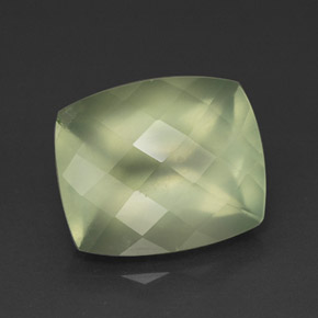 5.58 ct Green Prehnite Stone, Natural Prehnite in Cushion Checkerboard Shape for Sale
