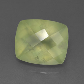 5.82 ct Green Prehnite Stone, Natural Prehnite in Cushion Checkerboard Shape for Sale