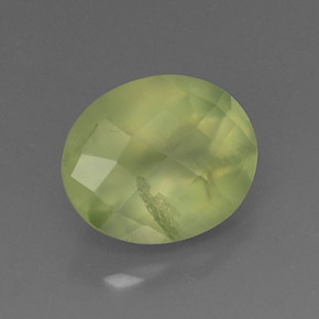 4.96 ct Green Prehnite Stone, Natural Prehnite in Oval Checkerboard Shape for Sale