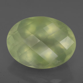 10.07 ct Green Prehnite Stone, Natural Prehnite in Oval Checkerboard Shape for Sale