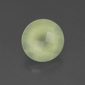 2.05 ct Green Prehnite Stone, Natural Prehnite in Round Checkerboard Shape for Sale