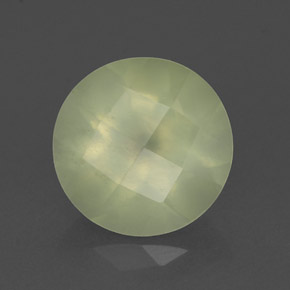1.90 ct Green Prehnite Gemstone, Prehnite Gem in Round Checkerboard Shape for Sale.