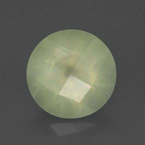 1.90 ct Green Prehnite Stone, Natural Prehnite in Round Checkerboard Shape for Sale