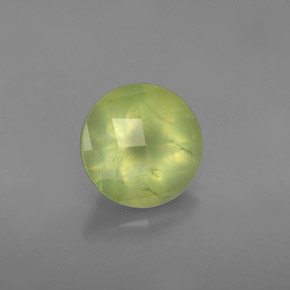 1.86 ct Green Prehnite Stone, Natural Prehnite in Round Checkerboard Shape for Sale