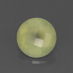 1.96 ct Green Prehnite Gemstone, Prehnite Gem in Round Checkerboard Shape for Sale.