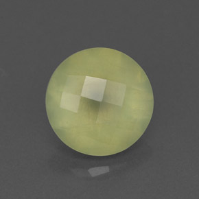 1.96 ct Green Prehnite Stone, Natural Prehnite in Round Checkerboard Shape for Sale