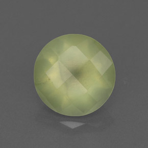 1.95 ct Green Prehnite Stone, Natural Prehnite in Round Checkerboard Shape for Sale