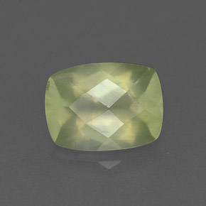 1.36 ct Green Prehnite Gemstone, Prehnite Gem in Cushion Checkerboard Shape for Sale.