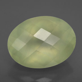 9.84 ct Green Prehnite Gemstone, Prehnite Gem in Oval Checkerboard Shape for Sale.