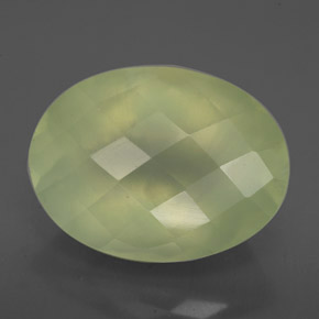 9.84 ct Green Prehnite Stone, Natural Prehnite in Oval Checkerboard Shape for Sale