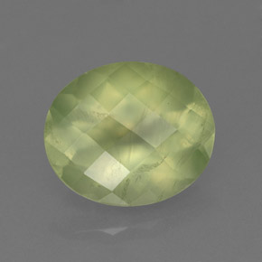 4.67 ct Green Prehnite Stone, Natural Prehnite in Oval Checkerboard Shape for Sale