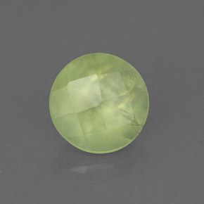 1.95 ct Green Prehnite Stone, Natural Prehnite in Round Checkerboard Shape for Sale