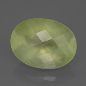 10.52 ct Green Prehnite Stone, Natural Prehnite in Oval Checkerboard Shape for Sale