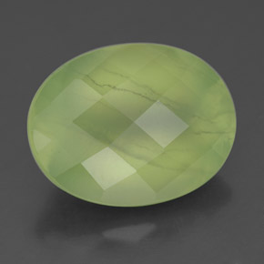 9.33 ct Green Prehnite Stone, Natural Prehnite in Oval Checkerboard Shape for Sale
