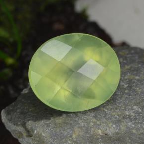 4.79 ct Green Prehnite Stone, Natural Prehnite in Oval Checkerboard Shape for Sale
