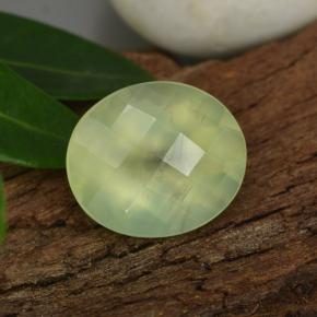 4.75 ct Green Prehnite Stone, Natural Prehnite in Oval Checkerboard Shape for Sale