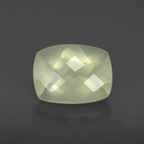 1.45 ct Green Prehnite Gemstone, Prehnite Gem in Cushion Checkerboard Shape for Sale.