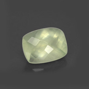 1.45 ct Green Prehnite Stone, Natural Prehnite in Cushion Checkerboard Shape for Sale
