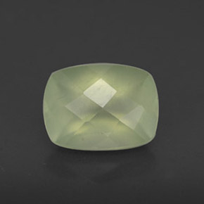 1.43 ct Green Prehnite Gemstone, Prehnite Gem in Cushion Checkerboard Shape for Sale.